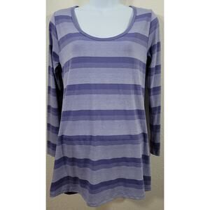 LuLaRoe Purple Heathered Striped Top XS Round Neck Lightweight Soft Stretchy